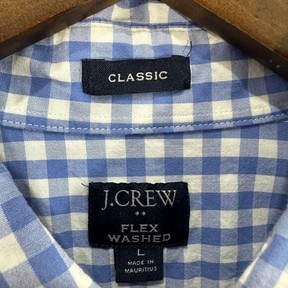 J. Crew mens shirt Large blue plaid button down flex washed long sleeve classic‎ - Picture 2 of 6